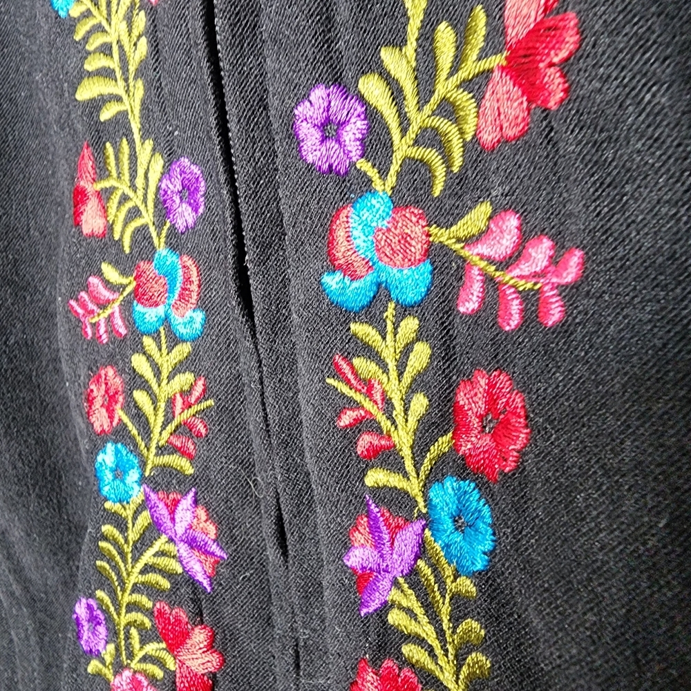Elementz Embroidered Floral Mandarin Collar‎ Jacket L Vintage Style - Picture 7 of 11